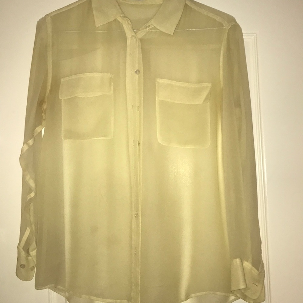 Sheer button down top